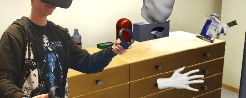 example of a virtual reality training application to train infusion preparation with an inserted image of a user